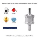 2 Pcs 8mm 5 16  Fuel Non-return One Way Check Valve Petrol Diesel Oil Aluminum
