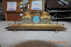 Antique 1900s Victorian Brass Inkwell Fancy Floral Ornate Double W pen Tray