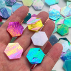 100 Pieces Hexagon Mosaic Tiles For Crafts Bulk  Iridescent Stained Glass Pieces