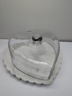 Heart Cake Stand With Dome Glass Cover Marble Base Cake Plate Serving Platter