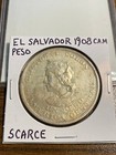 1908 Cam El Salvado Silver Un Peso Christobal Colon Circulated Coin   