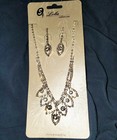 Rhinestone Necklace   Earrings Set Clear Crystal Silver Tone Formal Bridal New
