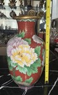 19th 20thc Chinese Cloisonne Vase Flowers Motifs 9in Tall