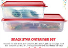 Tupperware Snack N Store Set - Red - Rectangle - Square