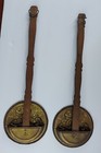 Two Vintage Brass Metal 6 Inch Plate Pocket With Wooden Handles England 
