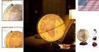 Antique Illuminated World Globe With Wooden Stand - 8 Inch Night View Decor