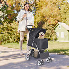 Pet Stroller 4 Wheels Dog Cat Stroller Foldable Pet Stroller W cup Holder Black