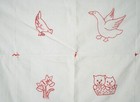 Cheery 40 s Vintage Redwork Animals   Flowers Antique Crib Quilt 