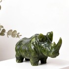 Hand Carved Xiuyan Jade Rhino Statue Natural Gemstone Animal Sculpture Halloween
