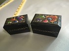 Vintage Pair Mexican Folk Art Hand-painted Wood Trinket Boxes Rosario Sanchez