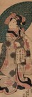 1844 Antique Japanese Woodblock Print Edo Period Ukiyoe Beauty Kakemono Diptych