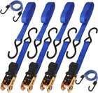 Heavy Duty 15ft Ratchet Tie Down Straps  4-pack - 2200 Lb Capacity In Blue
