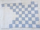 Antique Cotton Hand Quilted Quilt Piece White Blue Patchwork