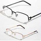 Men Women Rectangular Slim Half Rimless Smart Looking Eye-glasses Rx Clear Lens