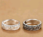 Couple Rings Adjustable Matching Ring Set Silver Promise Engagement Wedding Band