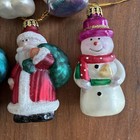Lot Of 10 Vintage Mercury Glass Ornaments Snowman Santa
