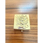Vintage Gold Cherub Angel Pill Box Rhinestone Star Embossed Square Trinket Case