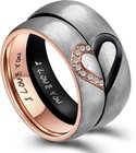 His   Hers Real Love Heart Promise Ring Stainless Steel Couples Wedding Engag   
