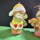 Vintage Ceramic Winter Boy Girl Figurine Ornaments Hand Painted Christmas Decor