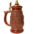 Vtg 89    Avon 9    Lidded Beer Stein Handcrafted Brazil Tribute To Firefighters 