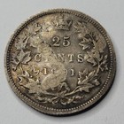 1901 Canada 25 Twenty Five Cents Quarter Coin Victoria Stamped Details