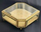 Antique Ormolu Vanity Jewelry Casket Box Chest Footed Beveled Glass Large French