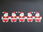  k207- Vintage Unused Hallmark Xmas Greeting Card Jolly Five Santa Fold Out 