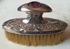 Antique Foster Bailey Sterling Silver Clothes Brush Amethyst Dresser 1049 F b