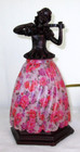 Vintage Art Deco Lady Playing Violin In Rose Glass Dress Night Light Lamp 