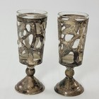 Vintage Taxco Sterling Silver Pair Open Work Shot Cordial Bar Glasses 3 25 