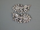Vintage Signed Eisenberg Original Clear Rhinestone Pot Metal Shoe Dress Clips