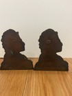 Vintage Cast Iron Native American Indian Chief Head Bookends