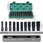 10pcs Metric Deep Impact Socket 1 2  Drive 8mm-24mm 6 Point Sockets Case Set