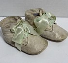 Oh So Shabby Chic Decor Antique Softest Leather Boots Baby Doll Shoes Ribbons