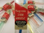 New  1960s Vtg Squibb Angle Toothbrush 3 Row Hard Natural Bristles Nos Colors 
