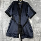 Nwt Linea Donatella Women s Large Corinne Satin Navy Wrap Robe Bisque