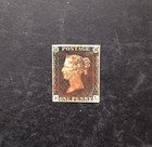 Queen Victoria Gb Penny Black Sg 2 Pl 6 Used Red Mx 4 Margins Top Shallow Thin G