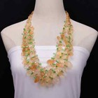 3 Strands Natural Yellow Topaz Citrine Rough Necklace Crystal Handmade For Women
