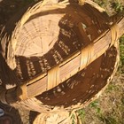 Antique 18  Hand-woven Ash Splint Lidded Basket With Swing Handle - Primitive