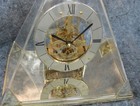 Vtg 1986 Seiko Pyramid Mantle Clock Qaw109g Gold Skeleton Open Face Lucite Cover