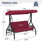 3 Seat Porch Swing With Canopy Stand Convertible Bed Cushions Outdoor