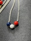 Vintage 54    Retro White Enameled Gold Tone Chain Red White   Blue Charm Necklace