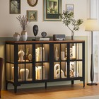 3-sided Glass Buffet Cabinet Shelf Adjustable Sideboard Storage Cabinet Entryway