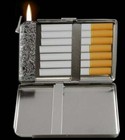 Old  1 Brand   Cigarette Case With Built In Butane Lighter For 100 s