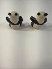 2 Miniature Dollhouse Panda Figurines Hand Painted Pandas Rare Vintage