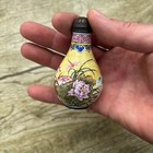 Old Beijing Chinese Cloisonne Snuff Bottle Enamel Painted Flower Bird Box Qing