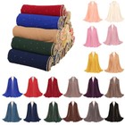Muslim Women Plain Rhinestone Chiffon Hijab Scarf Islamic Long Shawl Head Wrap