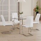 5 Piece Dining Table Set Round Table   4 Upholstered Chair With Metal Legs