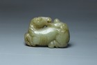 Chinese Antique Old Hetian Jade Hand-carved Horse Monkey Statues