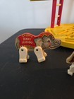 Vintage 1960s  Fisher Price Wooden Circus Wagon Animals Ring Master Trapeze 
